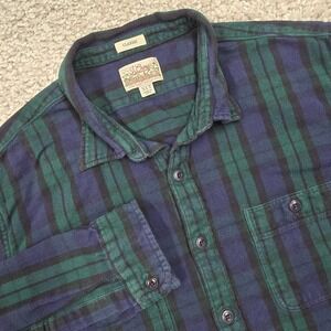 J.Crew Men Classic Fit Flannel Shirt Size XLT Green Navy Plaid Lumberjack Grunge